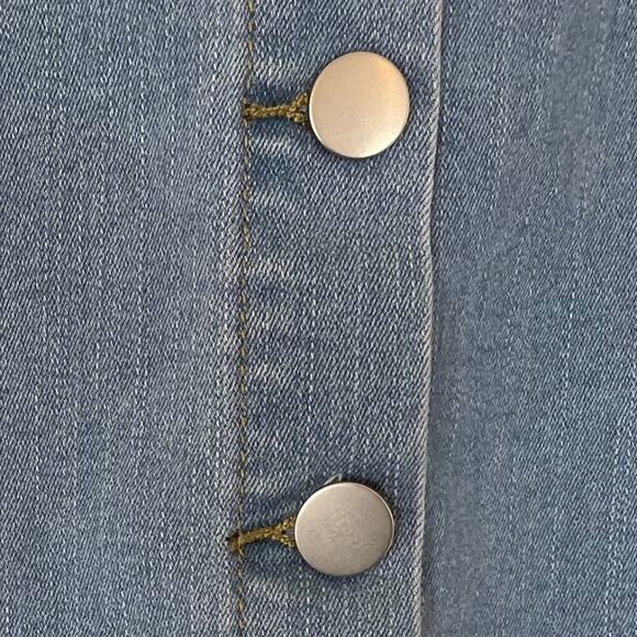 Short Sleeve Light Wash/Rinse Denim Button Down Mini Shirt Dress Belt Loops S - Picture 6 of 13